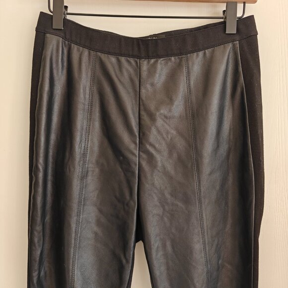 St. John Black Leather Front Panel Stretch Leggings S - Picture 5 of 12